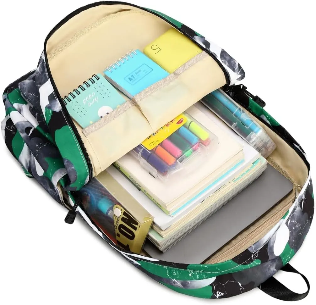 Backpack for Boys Elementary Bookbags Durable Lightweight Teenager Student School Bags Travel Waterproof (5-Green)