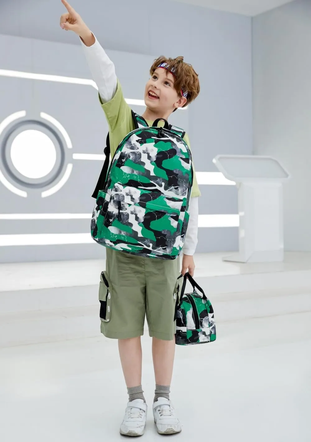 Backpack for Boys Elementary Bookbags Durable Lightweight Teenager Student School Bags Travel Waterproof (5-Green)