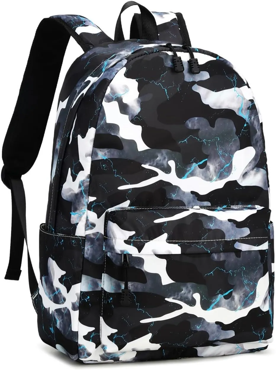 Backpack for Boys Elementary Bookbags Durable Lightweight Teenager Student School Bags Travel Waterproof (6-Black)