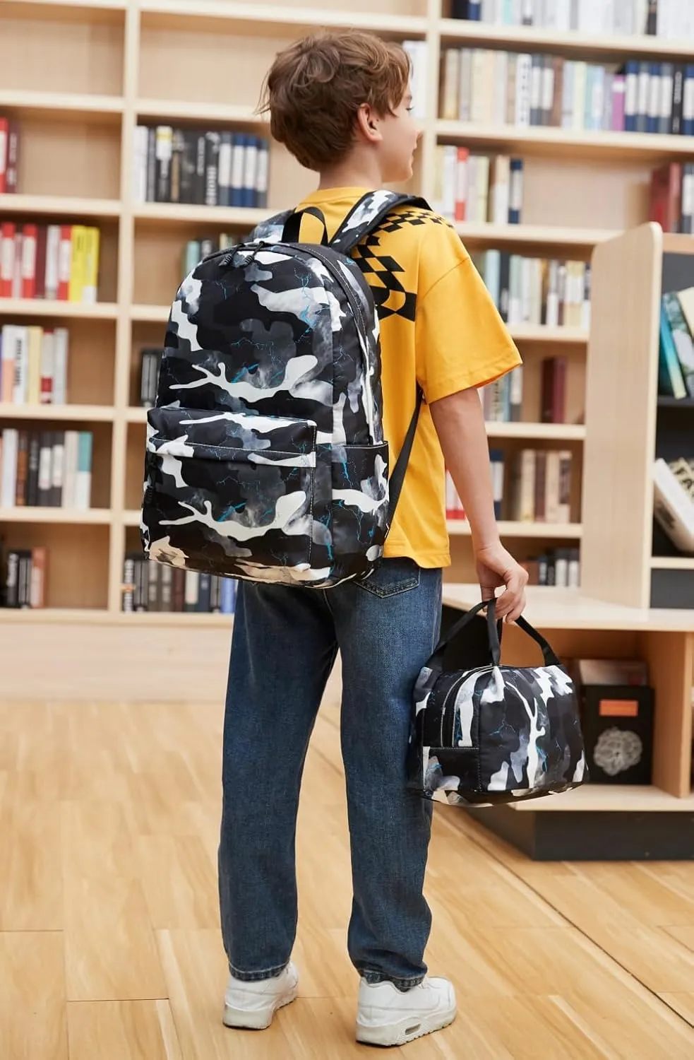 Backpack for Boys Elementary Bookbags Durable Lightweight Teenager Student School Bags Travel Waterproof (6-Black)