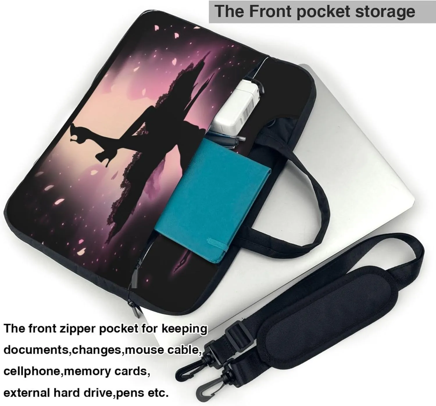 Ballet Girl Abstract Dancer Laptop Shoulder Bag for Women, Laptop Sleeve Case Durable Computer Bag