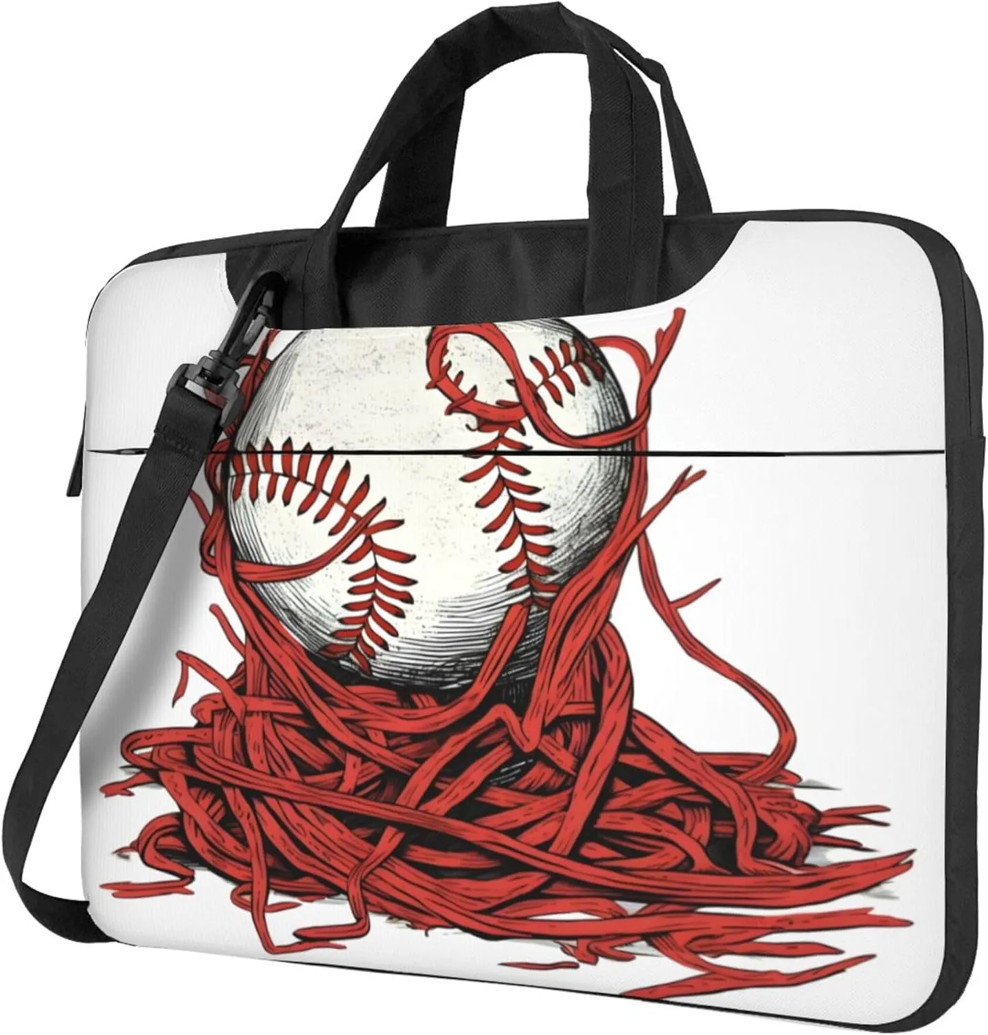Baseball and Red Rope Laptop Shoulder Bag for Women, Laptop Sleeve Case Durable Computer Bag