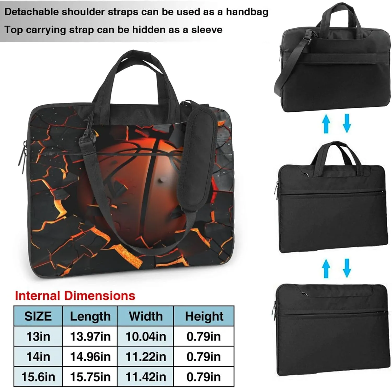 Baseball Pattern Laptop Shoulder Bag for Women, Sports Basketball Laptop Sleeve Case Durable Computer Bag