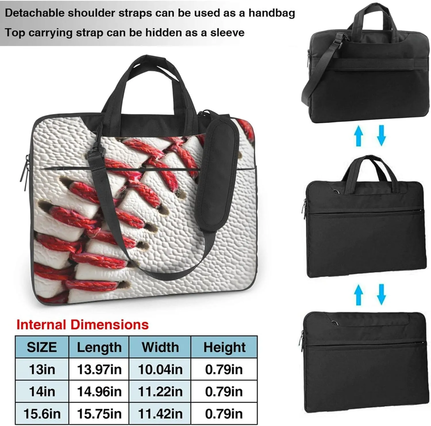 Baseball Texture Sports Pattern Laptop Shoulder Bag for Women, Laptop Sleeve Case Durable Computer Bag