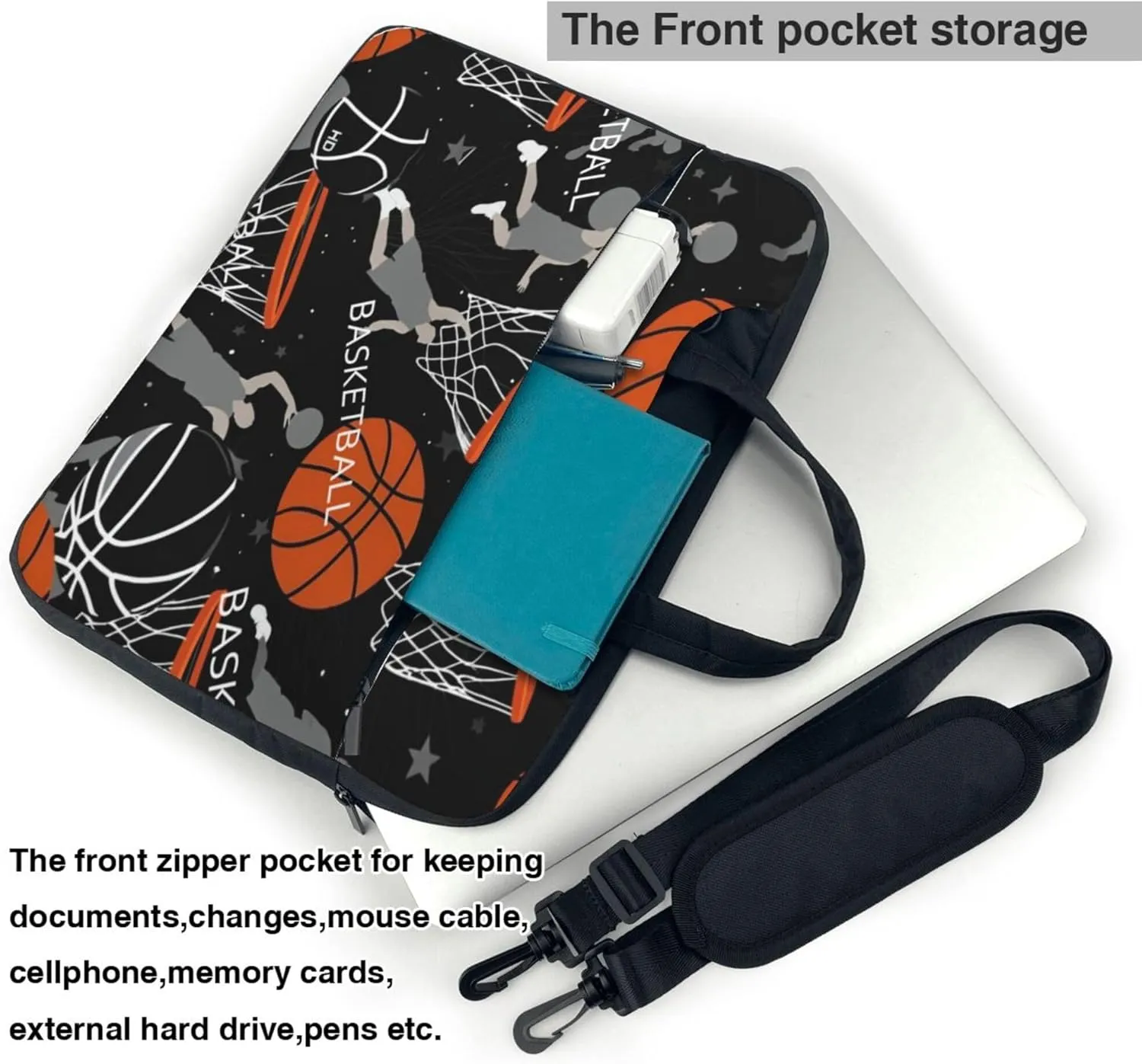 Basketball Laptop Shoulder Bag for Women, Basketball Player Laptop Sleeve Case Durable Computer Bag