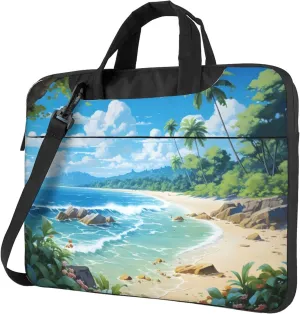 Beach Landscape Painted Laptop Shoulder Bag for Women, Laptop Sleeve Case Durable Computer Bag