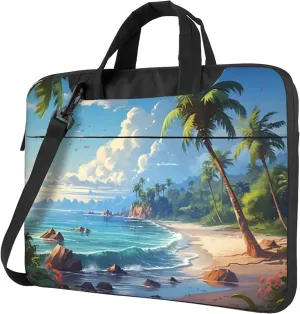 Beach Palm Tree Landscape Laptop Shoulder Bag for Women, Laptop Sleeve Case Durable Computer Bag