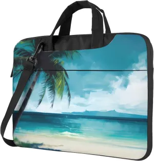 Beach Palm Tree Laptop Shoulder Bag for Women, Laptop Sleeve Case Durable Computer Bag