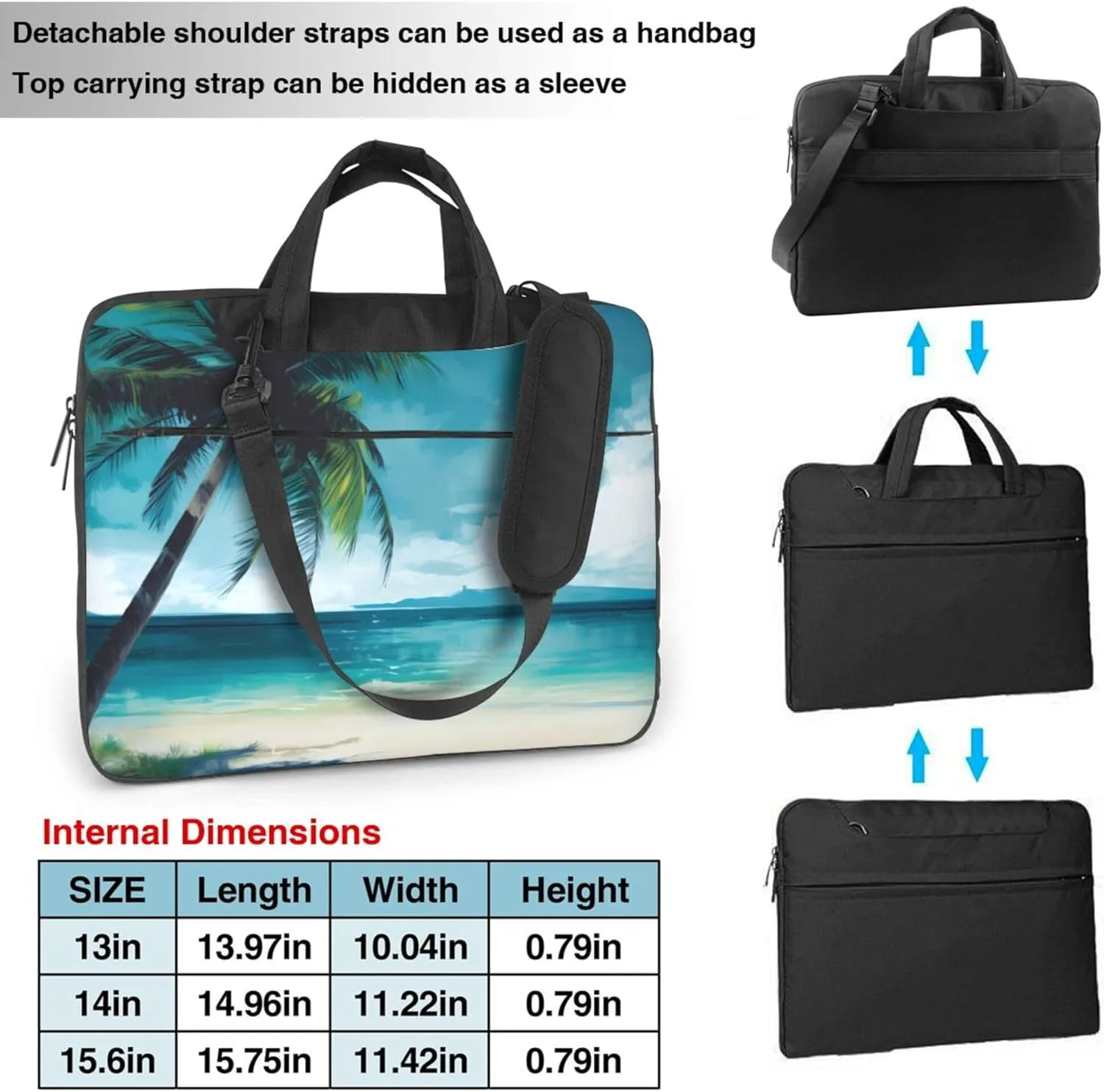 Beach Palm Tree Laptop Shoulder Bag for Women, Laptop Sleeve Case Durable Computer Bag
