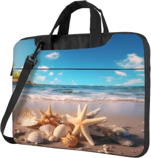 Beach Starfish Ocean Seashell Laptop Shoulder Bag for Women, Laptop Sleeve Case Durable Computer Bag