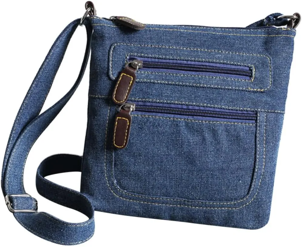 BESPORTBLE Classic Denim Satchel Purse Casual Square Bag Zippered Pockets Perfect for Outings