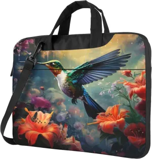 Bird Hummingbird Flower Laptop Shoulder Bag for Women, Laptop Sleeve Case Durable Computer Bag