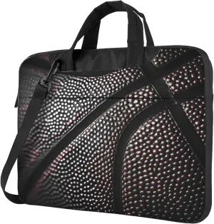 Black Basketball Ball Print Laptop Shoulder Bag for Women, Laptop Sleeve Case Durable Computer Bag
