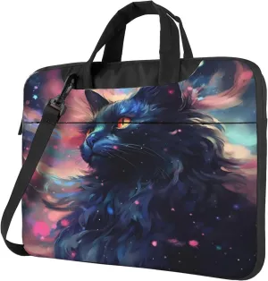 Black Cat Cute Animal Laptop Shoulder Bag for Women, Laptop Sleeve Case Durable Computer Bag