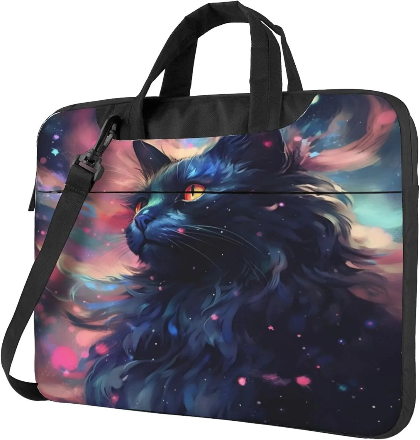 Black Cat Cute Animal Laptop Shoulder Bag for Women, Laptop Sleeve Case Durable Computer Bag