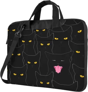 Black Cat Laptop Shoulder Bag for Women, Funny Cat Laptop Sleeve Case Durable Computer Bag