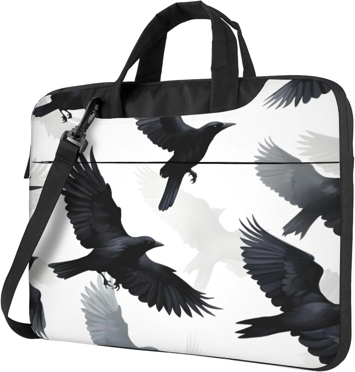 Black Crow Bird Laptop Shoulder Bag for Women, Laptop Sleeve Case Durable Computer Bag