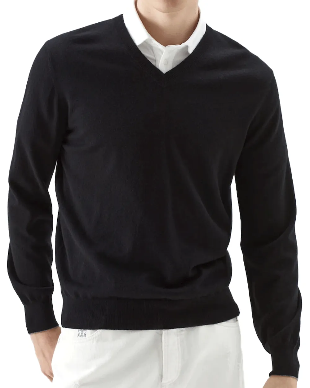 Black V-Neck Cashmere Sweater