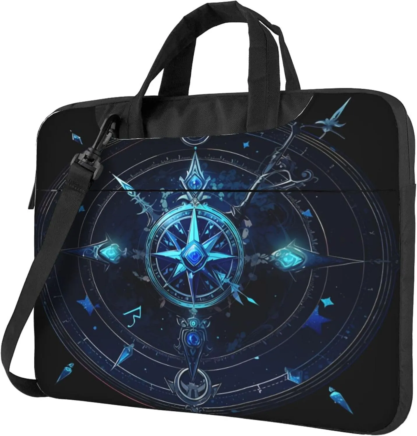 Blue Ethnic Compass Pattern Laptop Shoulder Bag for Women, Laptop Sleeve Case Durable Computer Bag