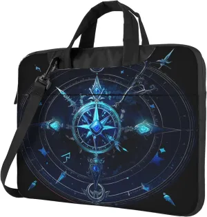 Blue Ethnic Compass Pattern Laptop Shoulder Bag for Women, Laptop Sleeve Case Durable Computer Bag