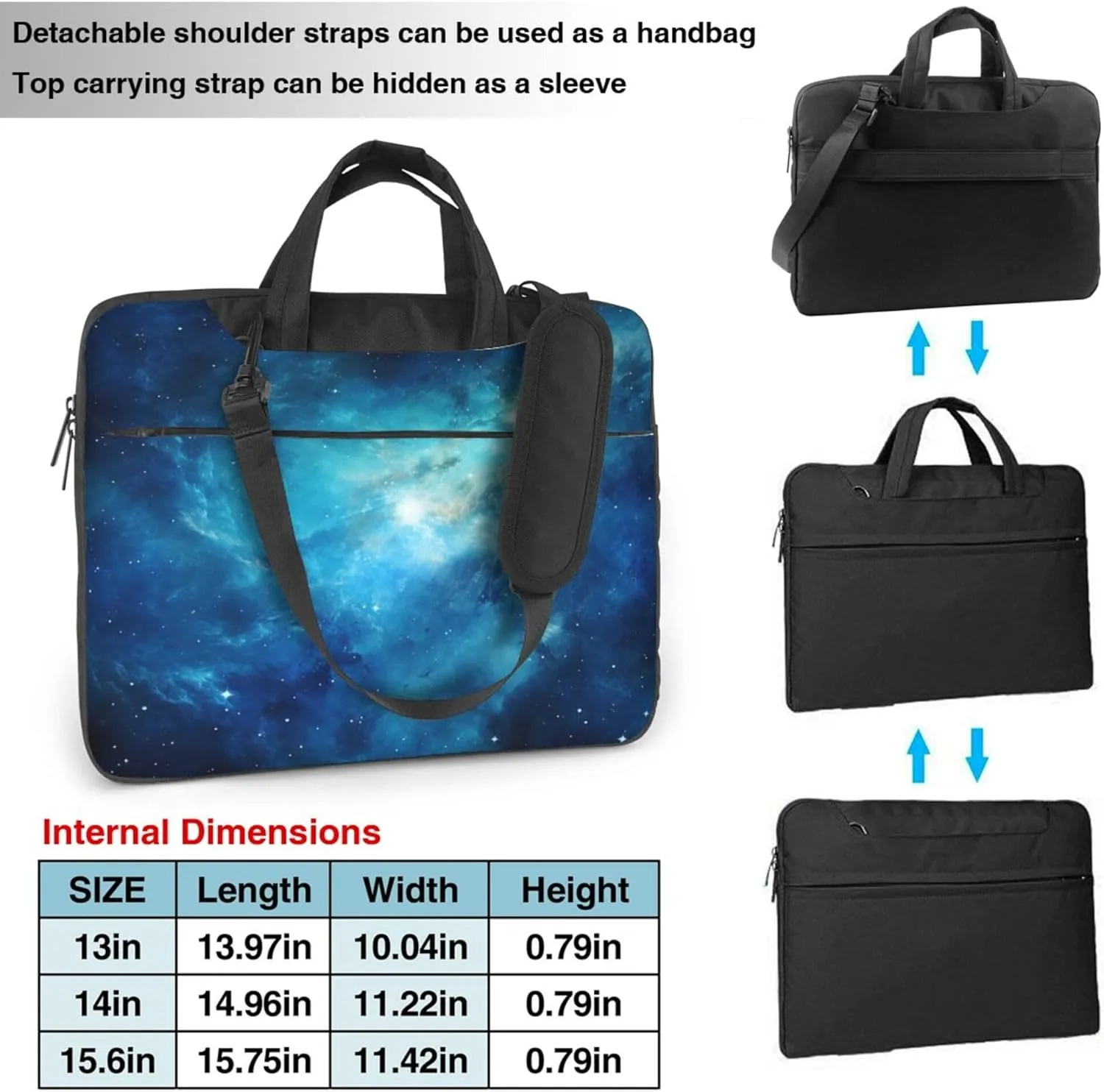 Blue Galaxy Universe Nebula Laptop Shoulder Bag for Women, Laptop Sleeve Case Durable Computer Bag