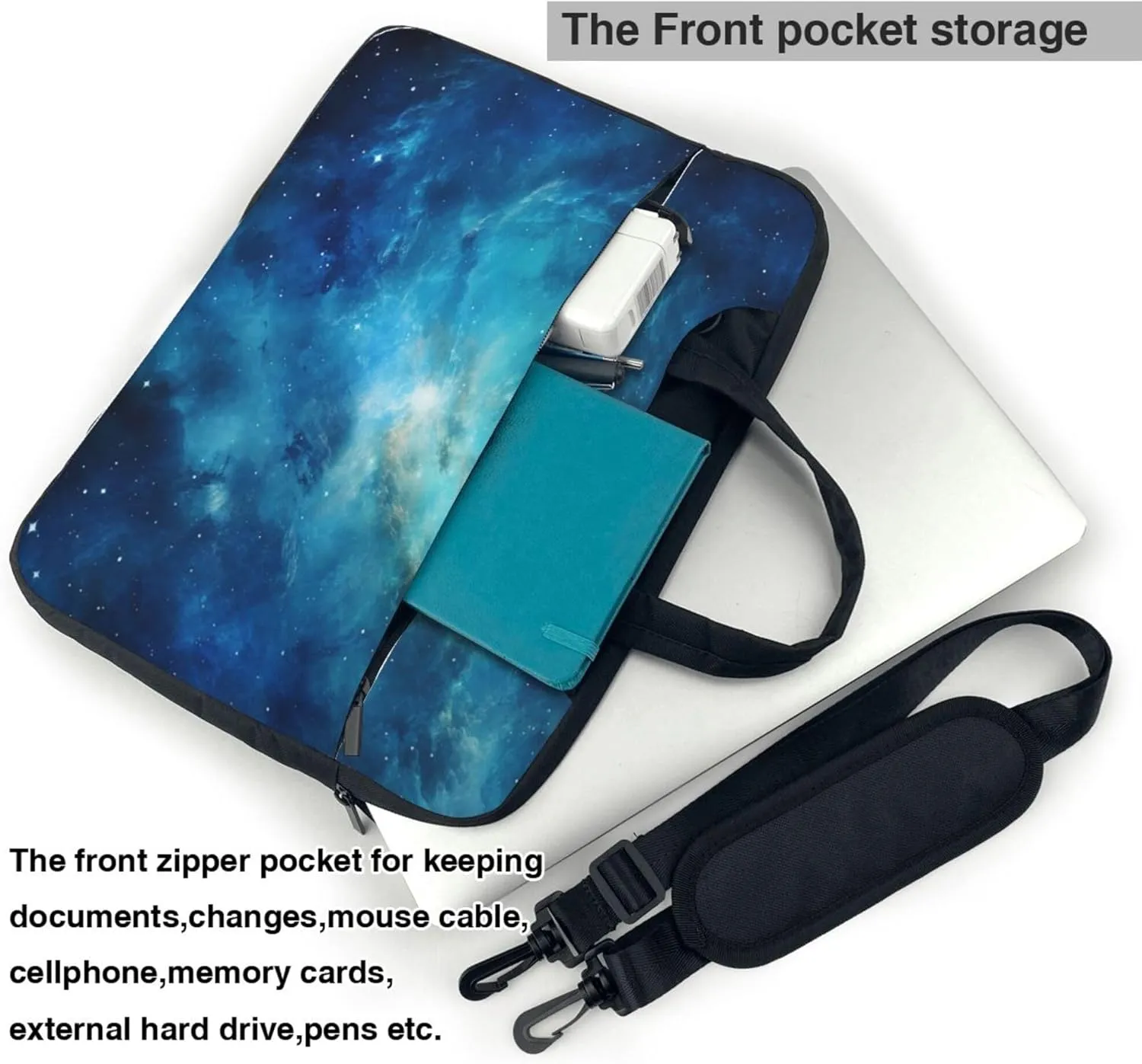 Blue Galaxy Universe Nebula Laptop Shoulder Bag for Women, Laptop Sleeve Case Durable Computer Bag