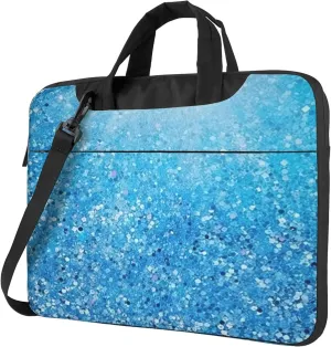 Blue Glitter Laptop Shoulder Bag for Women, Galaxy Glitter Laptop Sleeve Case Durable Computer Bag