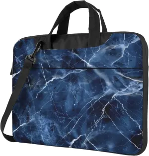 Blue Marble Texture Laptop Shoulder Bag for Women, Laptop Sleeve Case Durable Computer Bag