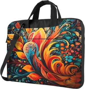 Bohemian Floral Laptop Shoulder Bag for Women, Paisley Flower Laptop Sleeve Case Durable Computer Bag