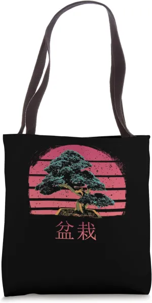 Bonsai Tree Retro Sunset Japanese Art Zen Buddhism Bonsai Tote Bag