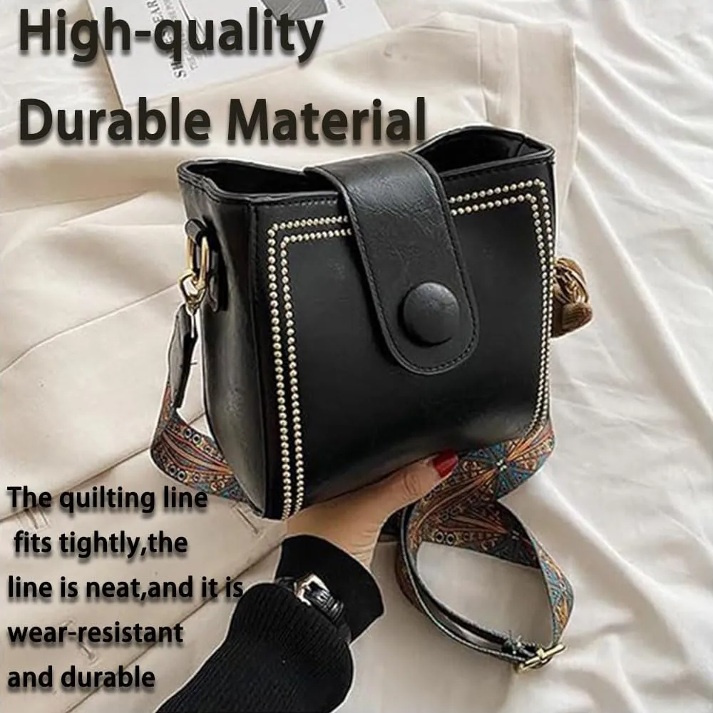 Bootara Bucket Bag, Bootara Women's Vintage Retro Fashion Bunny Charm Bucket Small Bag with Adjustable Wide Shoulder Strap