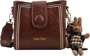 Bootara Bucket Bag Vintage Crossbody Bag With Bunny Charm Small Womens Retro Water Bucket Shoulder Bag