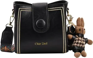 Bootara Bucket Bag Vintage Crossbody Bag With Bunny Charm Small Womens Retro Water Bucket Shoulder Bag