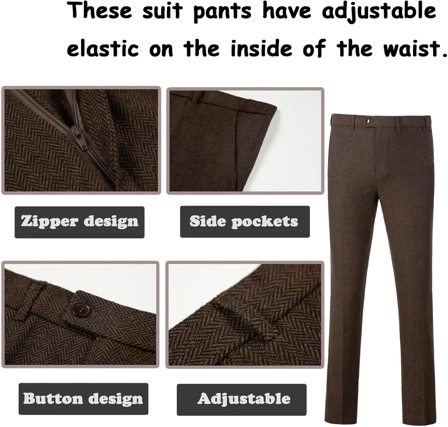 Boy Suit Tweed 3 Pieces Herringbone Slim Fit Formal Stylish Vest Tuxedo Pants Wedding Homecoming Dress wear Set