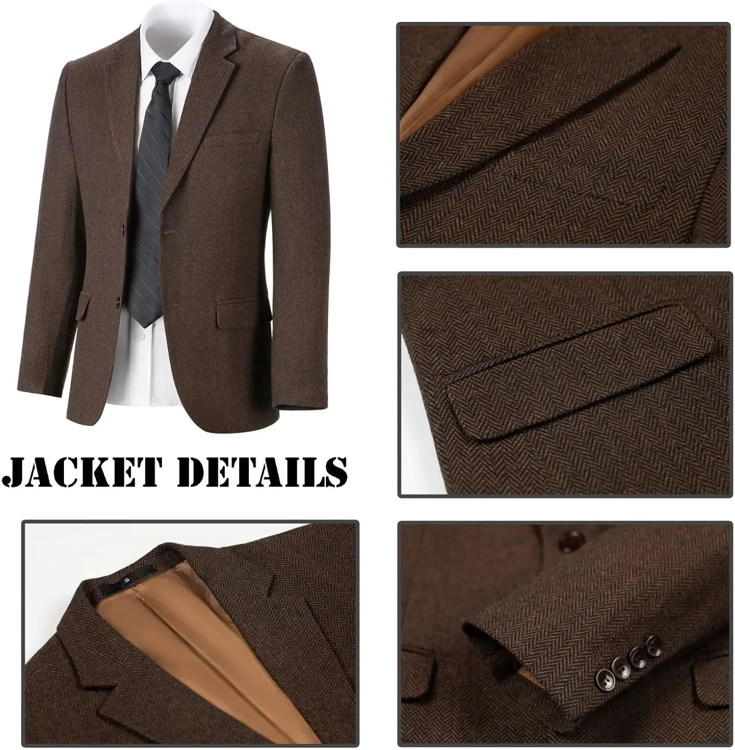 Boy Suit Tweed 3 Pieces Herringbone Slim Fit Formal Stylish Vest Tuxedo Pants Wedding Homecoming Dress wear Set