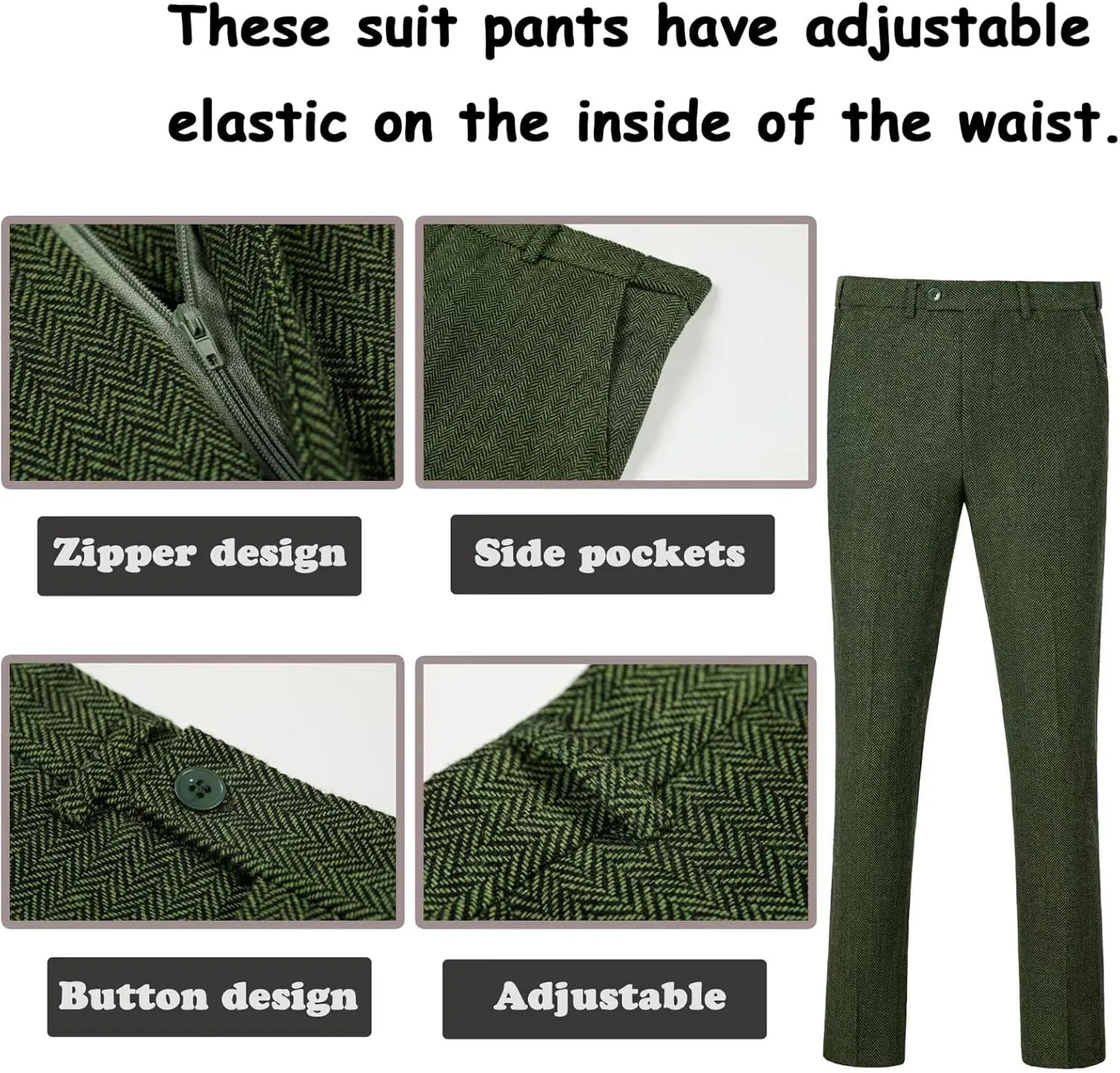 Boy Suit Tweed 3 Pieces Herringbone Slim Fit Formal Stylish Vest Tuxedo Pants Wedding Homecoming Dress wear Set