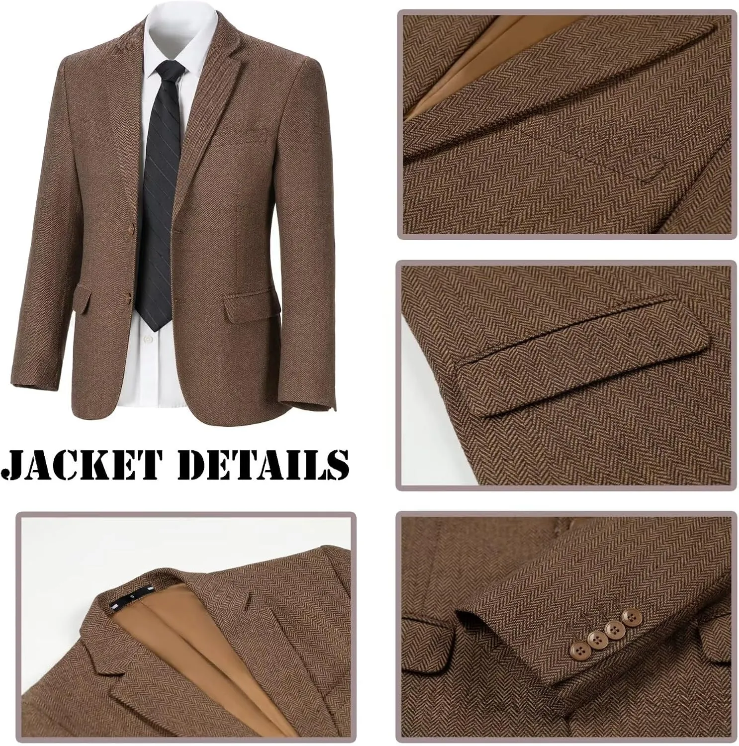 Boy Suit Tweed 3 Pieces Herringbone Slim Fit Formal Stylish Vest Tuxedo Pants Wedding Homecoming Dress wear Set