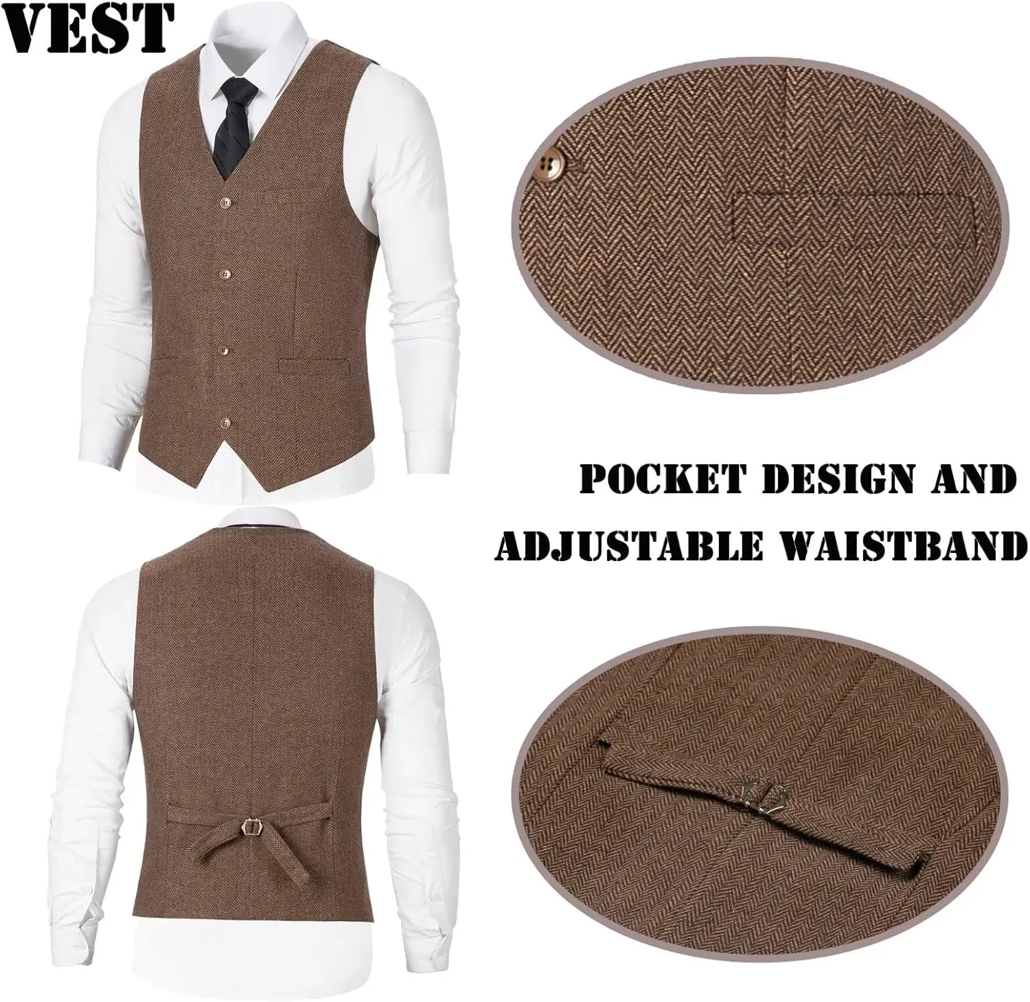 Boy Suit Tweed 3 Pieces Herringbone Slim Fit Formal Stylish Vest Tuxedo Pants Wedding Homecoming Dress wear Set