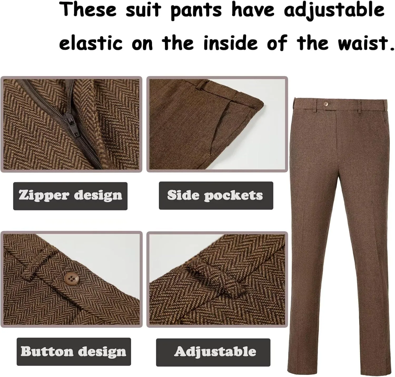 Boy Suit Tweed 3 Pieces Herringbone Slim Fit Formal Stylish Vest Tuxedo Pants Wedding Homecoming Dress wear Set