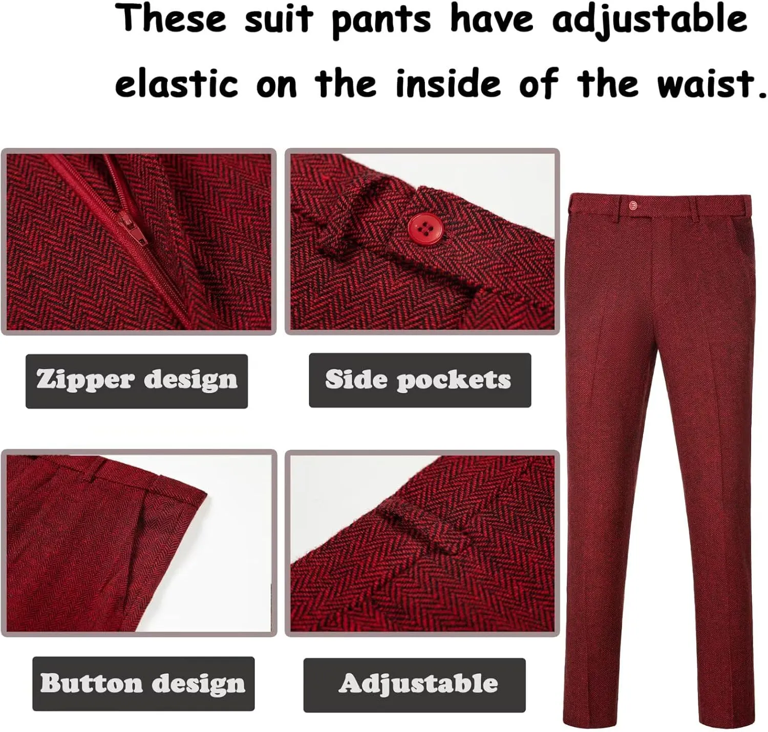 Boy Suit Tweed 3 Pieces Herringbone Slim Fit Formal Stylish Vest Tuxedo Pants Wedding Homecoming Dress wear Set