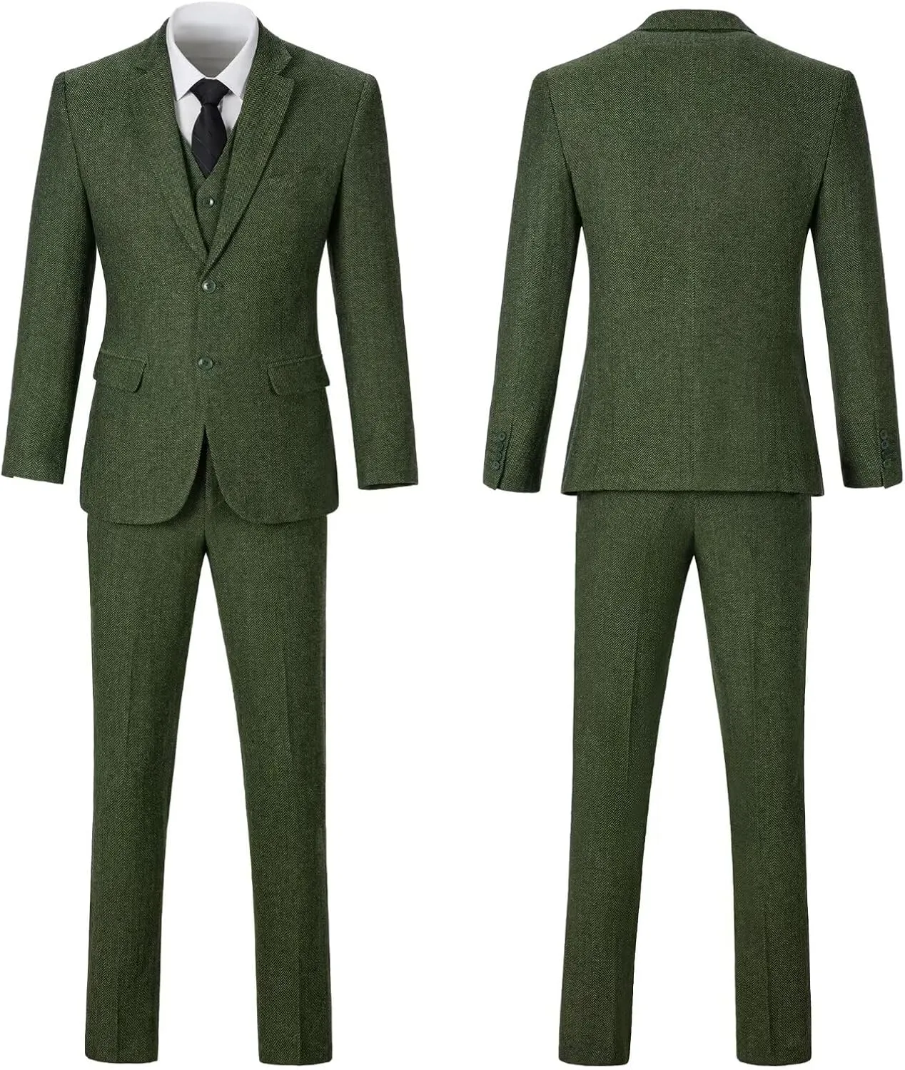 Boy Suit Tweed 3 Pieces Herringbone Slim Fit Formal Stylish Vest Tuxedo Pants Wedding Homecoming Dress wear Set