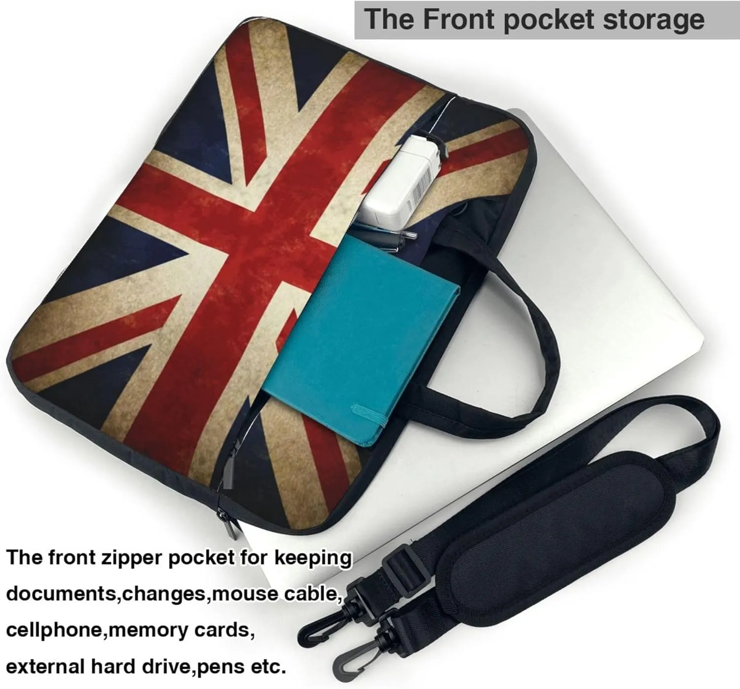 Britain Flag Laptop Shoulder Bag for Women, British Flag Laptop Sleeve Case Durable Computer Bag