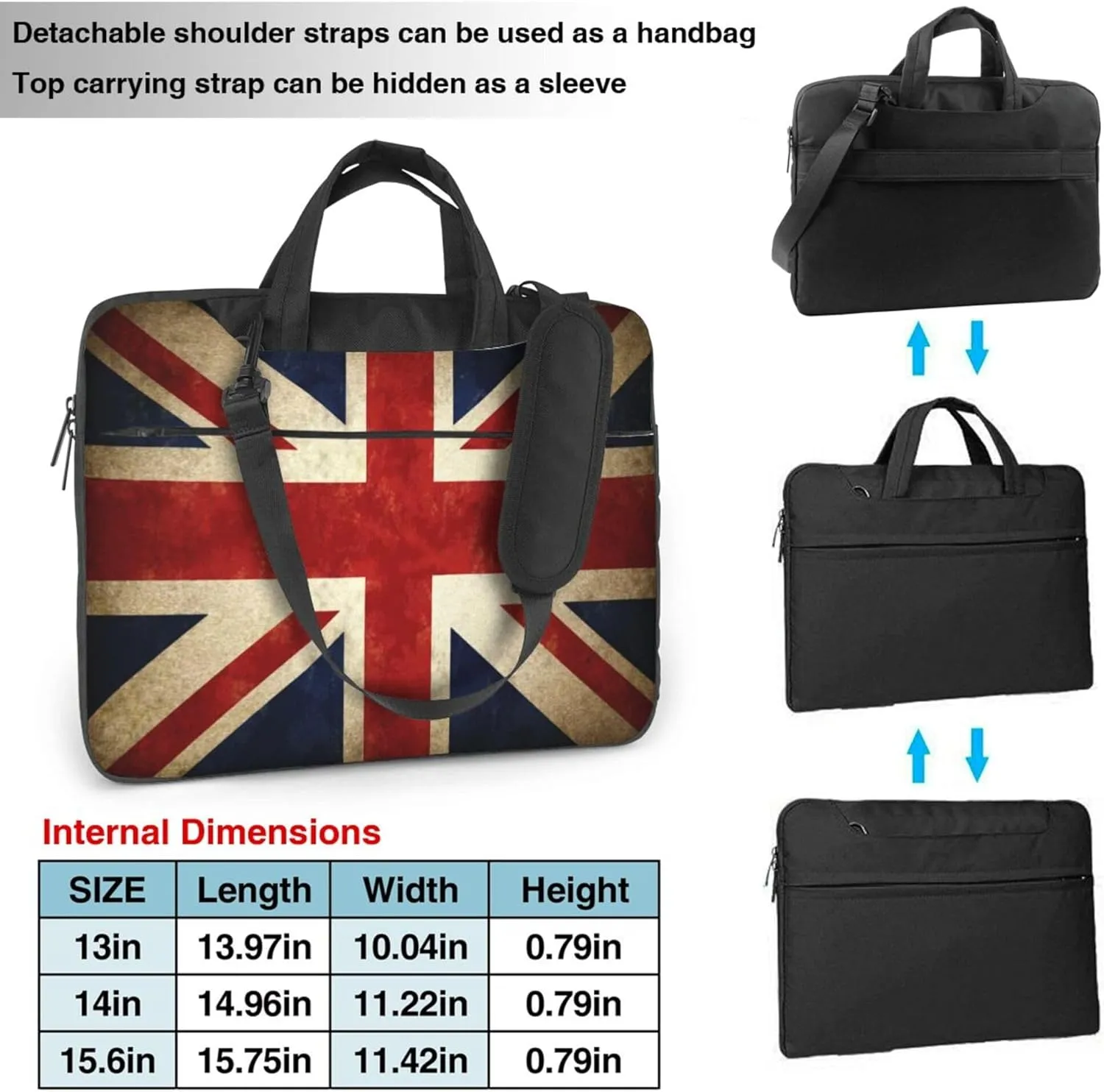 Britain Flag Laptop Shoulder Bag for Women, British Flag Laptop Sleeve Case Durable Computer Bag