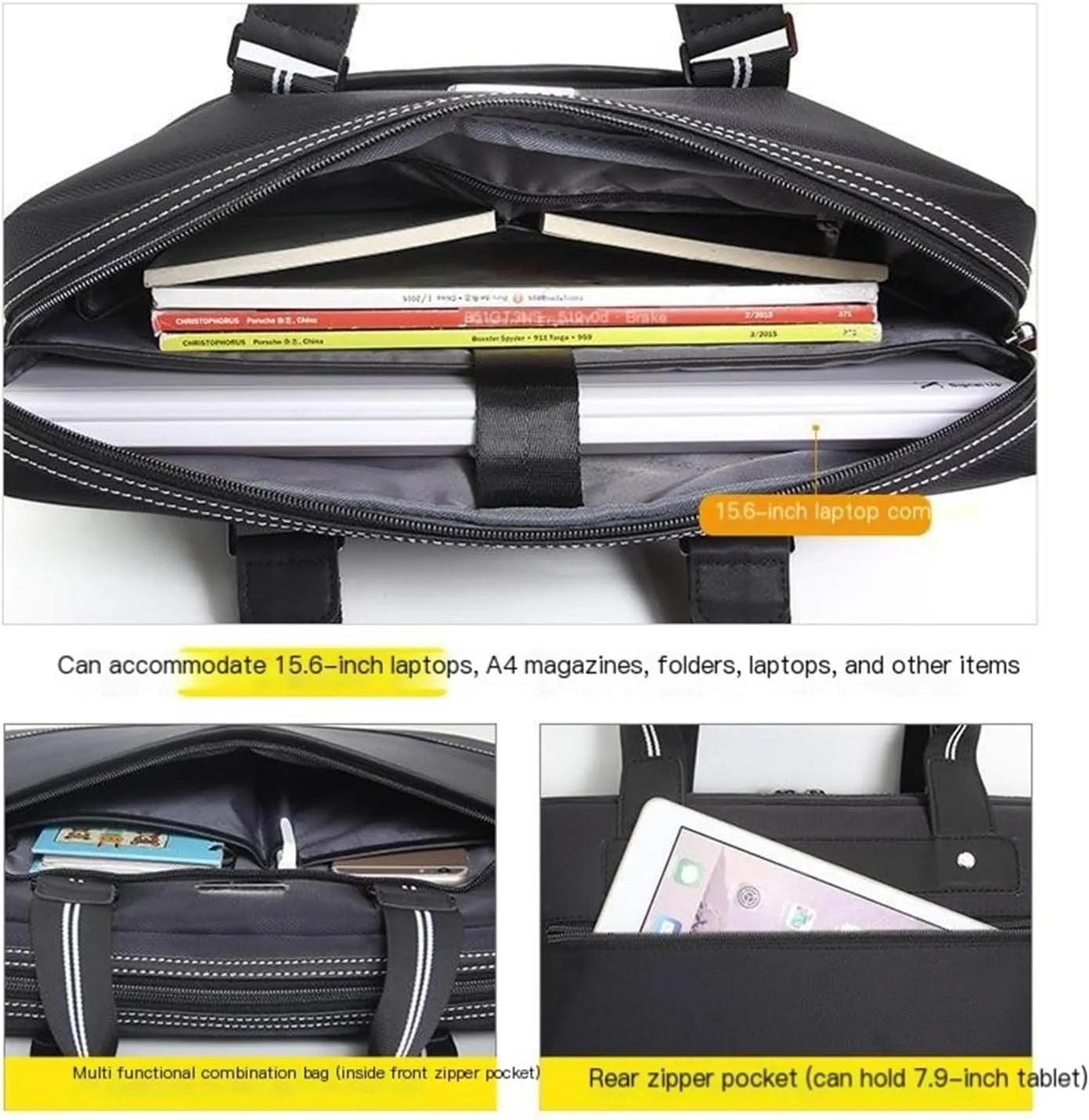 Business Document Bag with Laptop Compartment, Durable Laptop Travel Bag, Waterproof Document Briefcase for Business