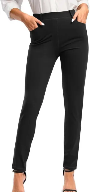 Business Pants for Women 2025 Solid Color Basic Simple Legging with Pocket High Waist Straight Leg Suit Trousers