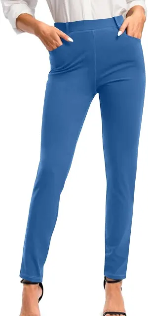 Business Pants for Women 2025 Solid Color Basic Simple Legging with Pocket High Waist Straight Leg Suit Trousers