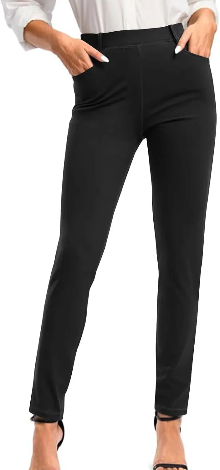 Business Pants for Women 2025 Solid Color Basic Simple Legging with Pocket High Waist Straight Leg Suit Trousers