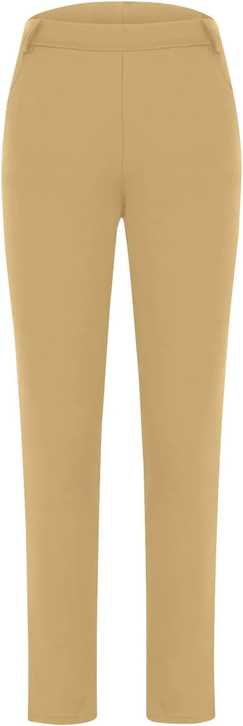 Business Pants for Women 2025 Solid Color Basic Simple Legging with Pocket High Waist Straight Leg Suit Trousers