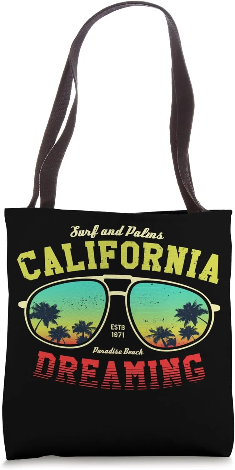 California Dreaming Surf And Palms Vintage Beach Vibes Tee Tote Bag
