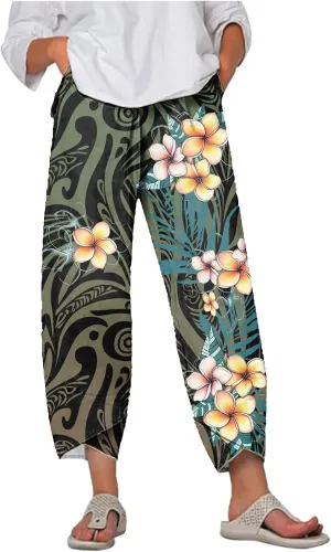 Capri Pants for Women Wide Leg Plus Size Casual Summer Beach Elastic Waist 2025 Fashion Trendy Pants with Pockets